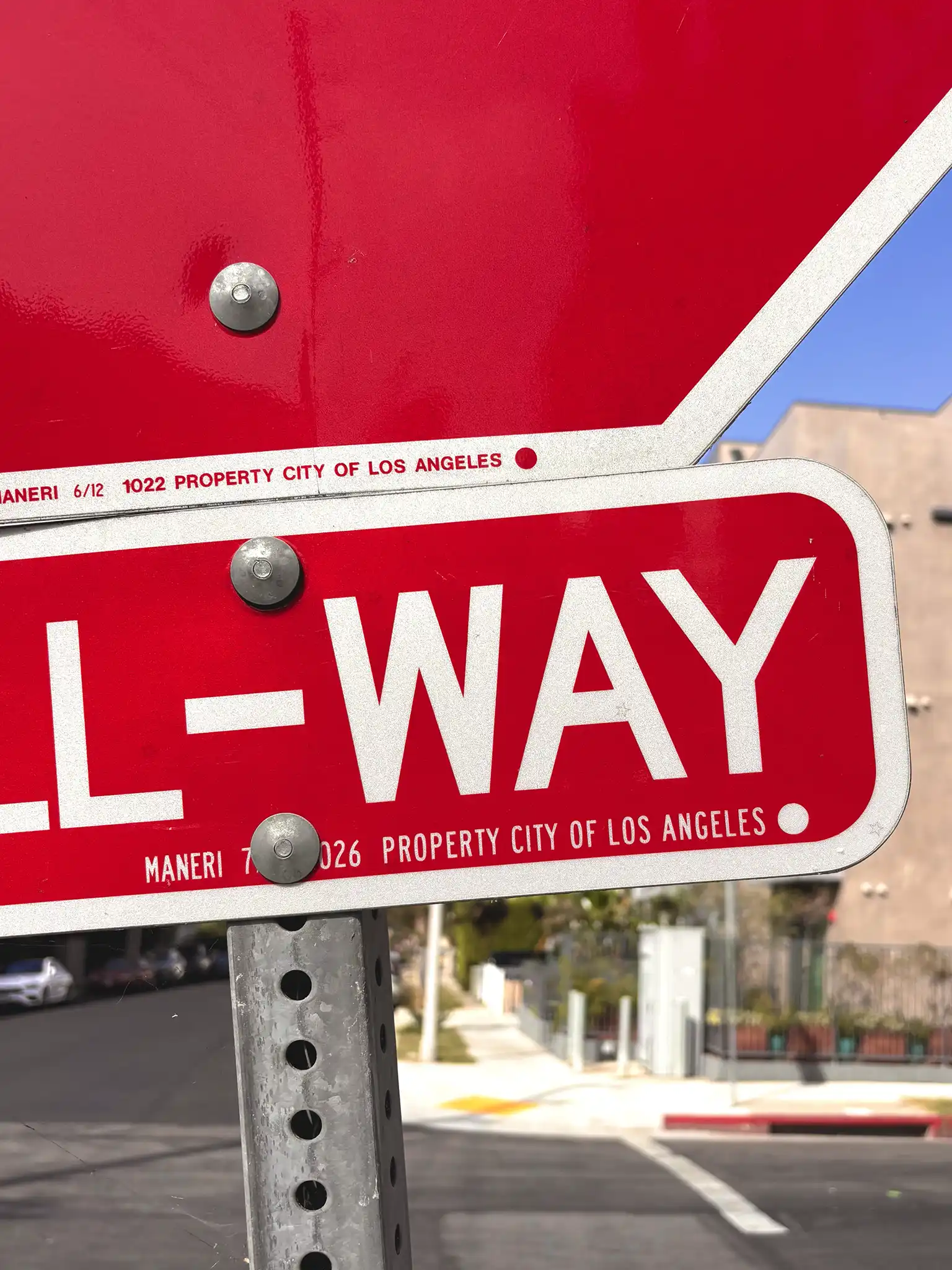 Independent contractor tracking stamps<br> City of Los Angeles road signs, 2026